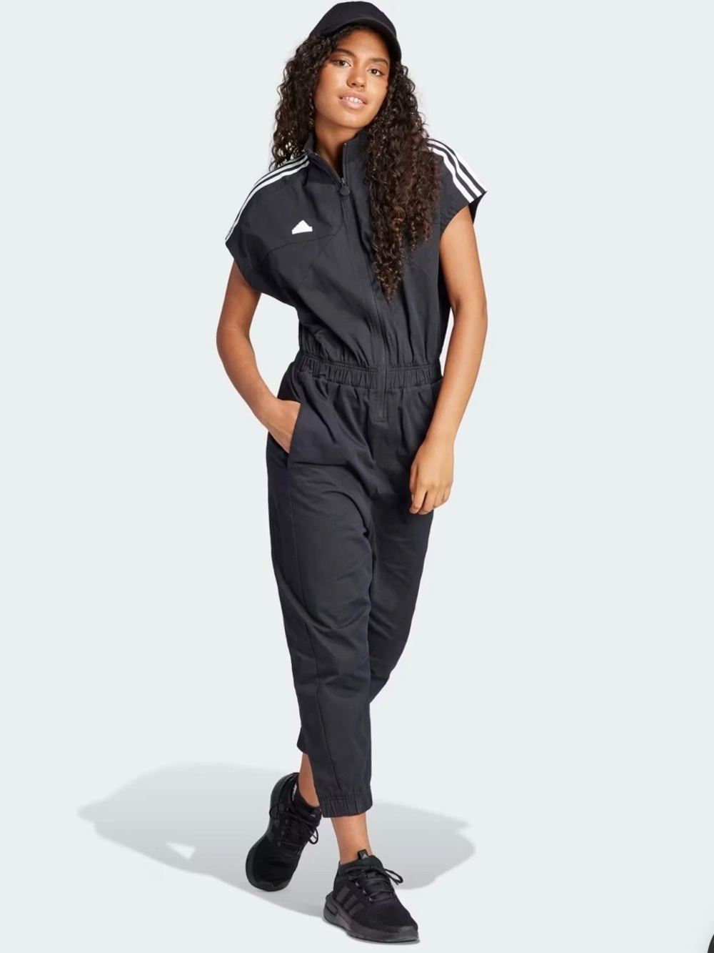 Adidas W Tiro Jumpsuit  Black & White.  Size Large
